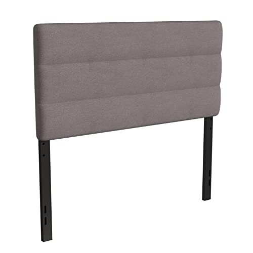 Flash Furniture Paxton Upholstered Headboard - Channel Stitched Gray Fabric Upholstery - Full - Adjustable Height from 44.5" to 57.25" From Floor