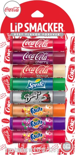 Lip Smacker Coca-Cola Flavored Balm, 8 Count, Flavors Coke, Cherry Vanilla Sprite, Root Beer, Orange Fanta, Grape Strawberry Fanta