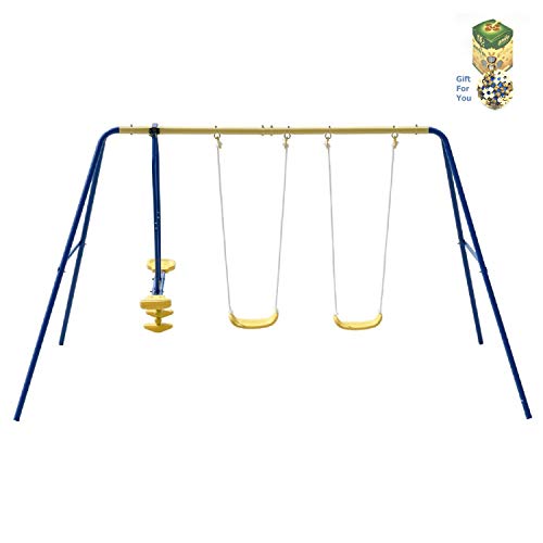 COSTWAY Metal A-Frame Four Seat Swing Set for 4 Children