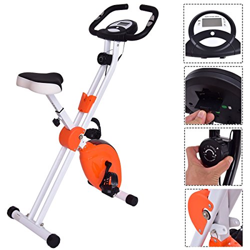 COSTWAY Folding Magnetic Exercise Bike LCD Display 3.5lbs Flywheel Resistance Adjustable