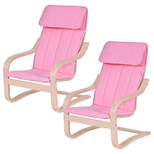 COSTWAY Set of 2 Kid Armchair Children Leisure Lounge Wood Home Furniture Kiddie (Pink)