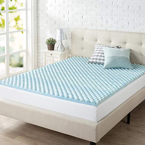 ZINUS 1.5/2/3/4-inch Swirl Gel Cooling Memory Foam Mattress Topper, Cooling Airflow Design, CertiPUR-US Certified (2 in, Full), Light Blue