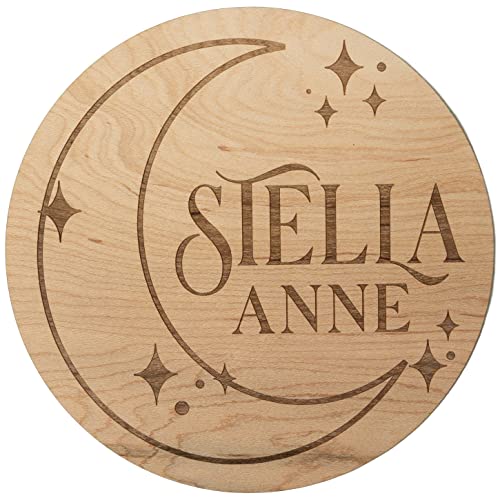 Baby Announcement Sign, Hospital Sign, Gender Reveal Baby Photo Props, Wooden Name Sign, Baby Shower Gift, Birth Stat, Laser Birth Engraved Round (Design 1)