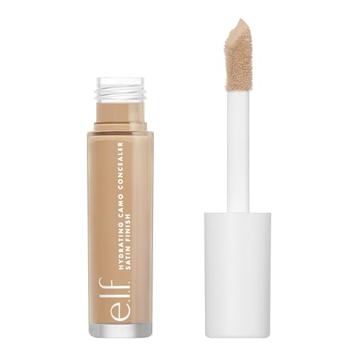 e.l.f., Hydrating Camo Concealer, Lightweight, Full Coverage, Long Lasting, Conceals, Corrects, Covers, Hydrates, Highlights, Medium Golden, Satin Finish, 25 Shades, All-Day Wear, 0.20 Fl Oz