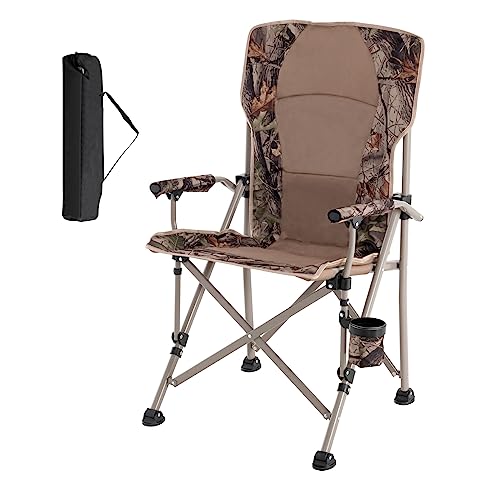 COSTWAY Portable Camping Chair, Folding Beach Chair with Padded Seat, Cup Holder, Outdoor Lawn Chair with Carrying Bag for Fishing, Picnic, Travel