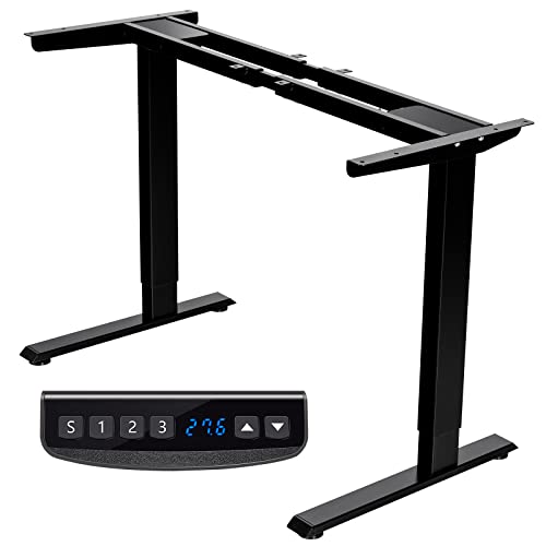 COSTWAY Electric Sit Stand Desk Frame, Dual-Motor Height-Adjustable Standing Desk Base w/ 3 Memory Positions & Touch Control Panel, Home Office Computer Desk Frame w/Hook & Cable Tray (Black)