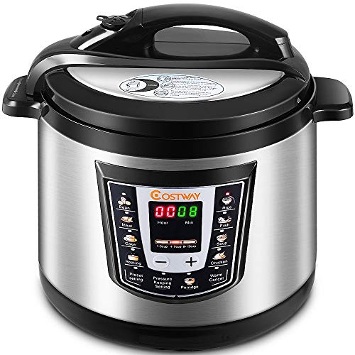 Costway Electric Pressure Cooker Brushed Stainless Steel and Aluminum, 120 V 60 Hz, 1000W, 6 quart