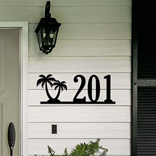 Rustic Metal House Number | Metal Sign | Custom Sign | Pine Tree | House Numbers | Metal Wall Art | Outdoor Sign | Address | (7 Digits 5"H X 19"W, Hammered copper)