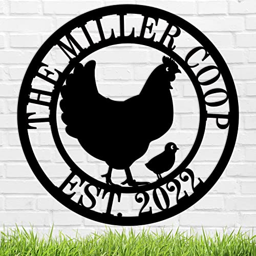 Chicken Hens Farm Monogram, Custom Monogram Farm Sign Personalized Hen Chick Chicken Metal Farm Coop Sign Monogram, Custom Outdoor Farmhouse, Custom Chicken Name Sign