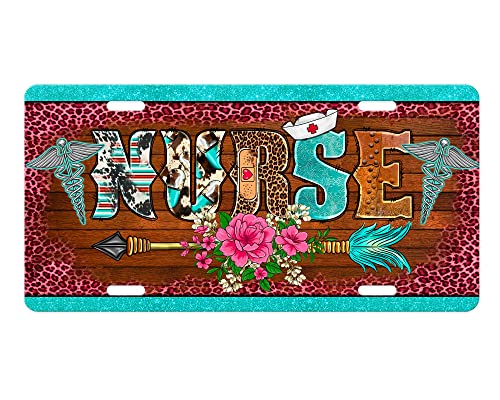 Vanity Decorative Western Aluminum Front License Plate (Western Nurse)