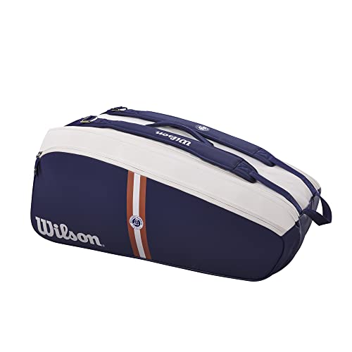 WILSON Roland Garros Super Tour Tennis Racket Bag - 9 Pack, Navy/White