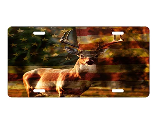 Vanity Decorative Aluminum Front License Plate (Deer Flag)