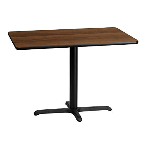 Flash Furniture 30'' x 42'' Rectangular Walnut Laminate Table Top with 23.5'' x 29.5'' Table Height Base