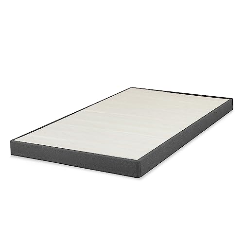 ZINUS Upholstered Metal and Wood Box Spring / 4 Inch Mattress Foundation / Easy Assembly / Fabric Paneled Design, Twin