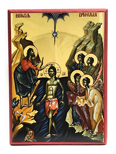 Wooden Byzantine Orthodox Christian Icon Theophany/Baptism Of Jesus Ch ...