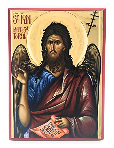 Wooden Byzantine Orthodox Christian Icon of Prophet John the Forerunner and Baptist of Christ/Saint John the Baptist (5.5" x 7.5")