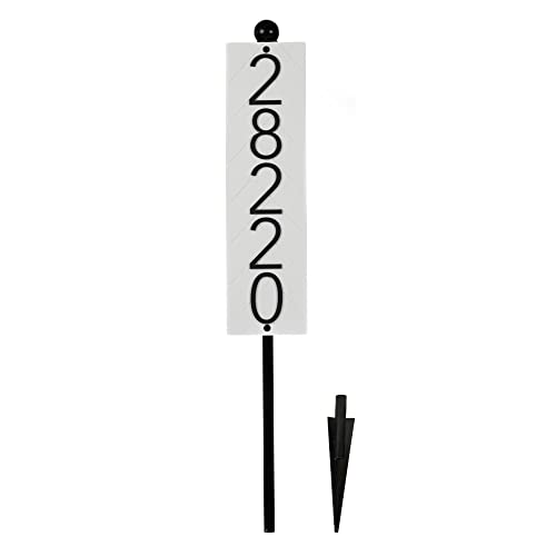 Discovered Designs – Stake Custom Address Number Sign - Black or White – Vertical or Horizontal – Made in USA (White 20 inch Staked)