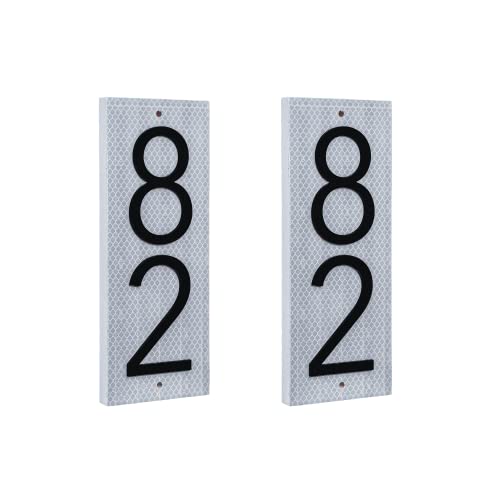 Discovered Designs Personalized Mailbox Numbers for Post (2 Pack - 9" Vertical, Reflective) House Numbers for Outside Modern - Reflective or White or Black - Address Sign - Address Numbers