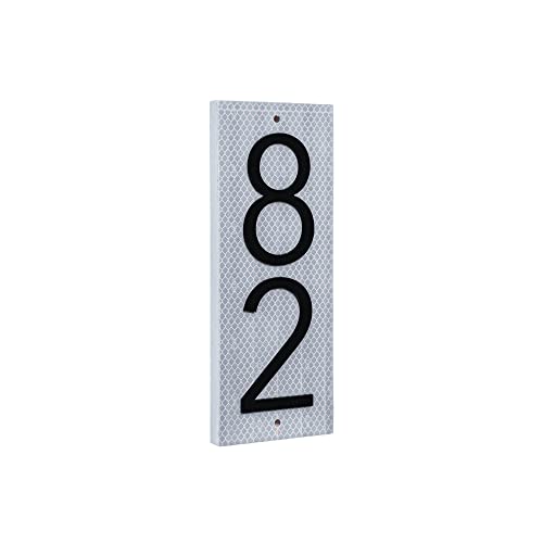 Discovered Designs Personalized Mailbox Numbers for Post (9" Vertical, Reflective) House Numbers for Outside Modern - Reflective or White or Black - Address Sign - Address Numbers