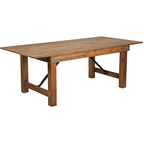 Flash Furniture HERCULES Series 7' x 40" Rectangular Antique Rustic Solid Pine Folding Farm Table