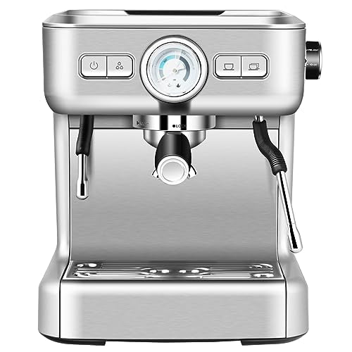 Semi-Automatic Espresso Machine, 20 Bar Pump, Built-In Milk Frother and Steamer, 10s Preheating, PID Temperature Control, 2L Removable water tank, Drip Tray, Stainless Steel Pressure Coffee Brewer, Countertop Cappuccino Maker for Home, Office