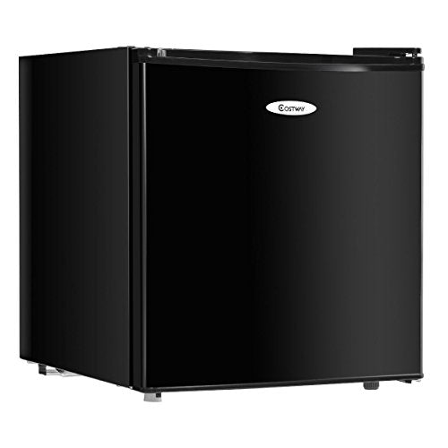 COSTWAY Compact Refrigerator and Freezer With Single Door Cooler Fridge,1.7 Cubic Feet,Unit (Black)