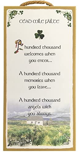 Cead Mile Failte - Irish Home Blessing - 5x10 Inch Hanging Wooden Plaque