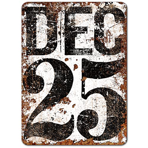 December 25 Christmas Decoration Metal Farmhouse Number Sign