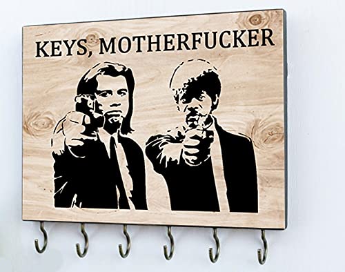 Beige Keys holder Motherfucker Rustic Key hanger Wall Decor Key Holder