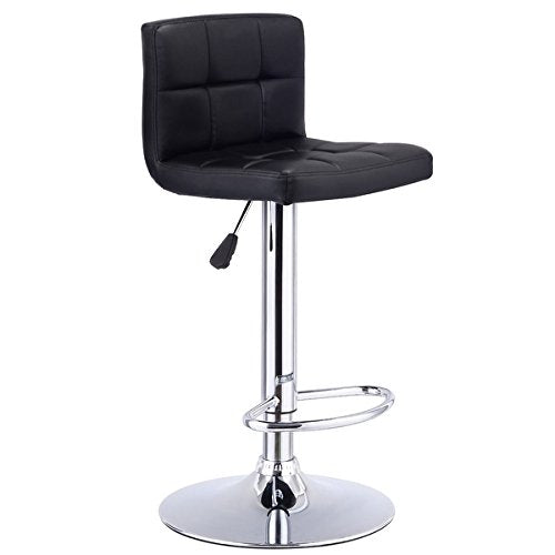 Costway 1 PC Bar Stool Swivel Adjustable PU Leather Barstools Bistro Pub Chair Black