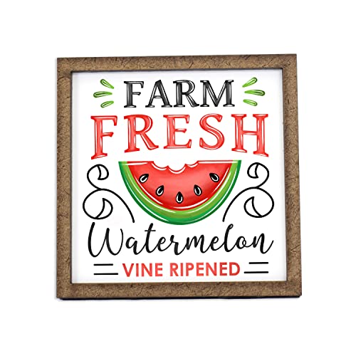 Fresh Watermelon Sign - Tier Tray Sign - Wooden Sign - Wood Sign - Shelf Sitter - Home Decor (4"x4")