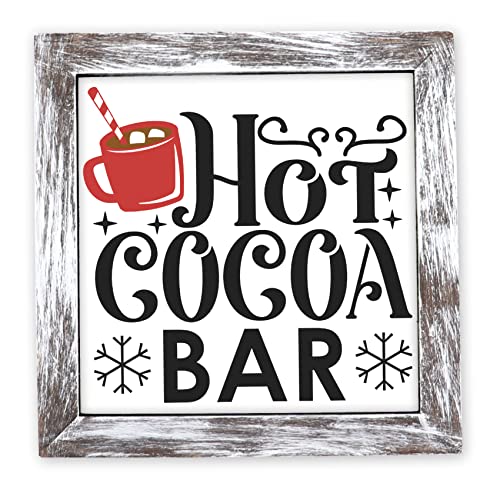 Rustic Hot Cocoa Bar Sign - Christmas Decor - Tier Tray Sign - Mini Wooden Sign - Wood Sign - Shelf Sitter - Home Decor - Kitchen Decor (6" x 6")