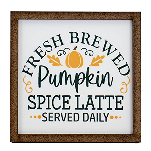 Fresh Brewed pumpkin Spice Latte Sign - Tier Tray Sign - Mini Wooden Sign - Fall Sign - Fall Decor - Wood Sign - Shelf Sitter - Home Decor (6" x 6")