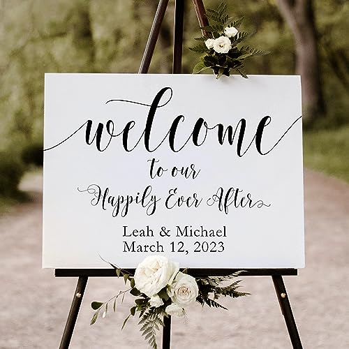 Rustic Welcome Sign for Weddings: Display Date & Couple Name, Personalized Welcome Wedding Sign, Weathered Oak Stain Wood Sign, Wedding & Reception Decorations