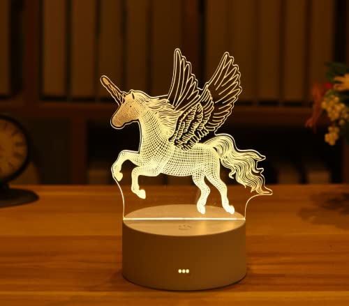 LED 3D Nightlight Children's Day Christmas Gift Gift Bedroom Bedside Table lamp, Birthday Christmas Wave Night Light Gift (Unicorn)