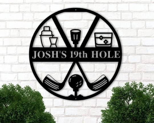 19th Hole Metal Sign, Golf Gifts for Men, Personalized Golf Sign, Golf Mancave Sign, Golfer Gifts, Boyfriend Gift, Husband Gift, Dad Gift (12" Wide)