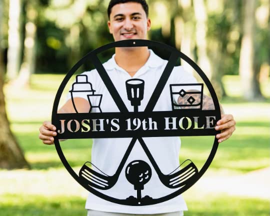 19th Hole Metal Sign, Golf Gifts for Men, Personalized Golf Sign, Golf Mancave Sign, Golfer Gifts, Boyfriend Gift, Husband Gift, Dad Gift (24" Wide)