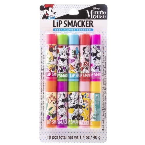 Lip Smacker Disney Minnie Mouse 10 Piece Flavored Lip Balm Party Pack, Clear Matte, For Kids, Men, Women, Dry Lips