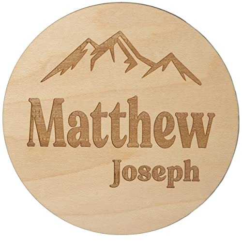 Baby Announcement Sign, Hospital Sign, Gender Reveal Baby Photo Props, Wooden Name Sign, Baby Shower Gift, Birth Stat, Laser Birth Engraved Round (Design 2)