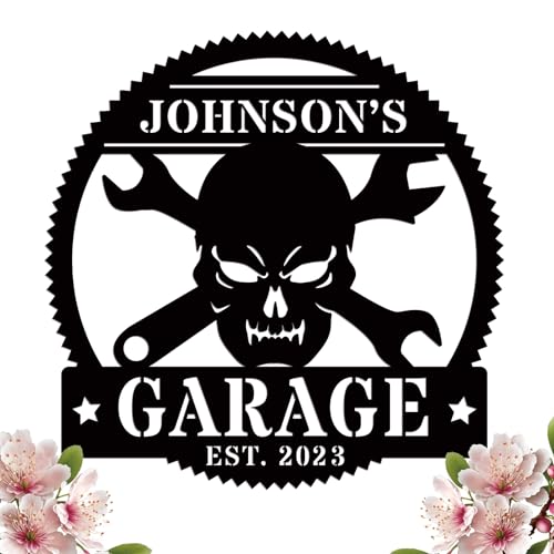 Personalized Metal Garage Sign, Custom Name Garage Location, Metal Wall Art, Housewarming Plaque Decor, Man Cave Dad's Gift for Mechanic