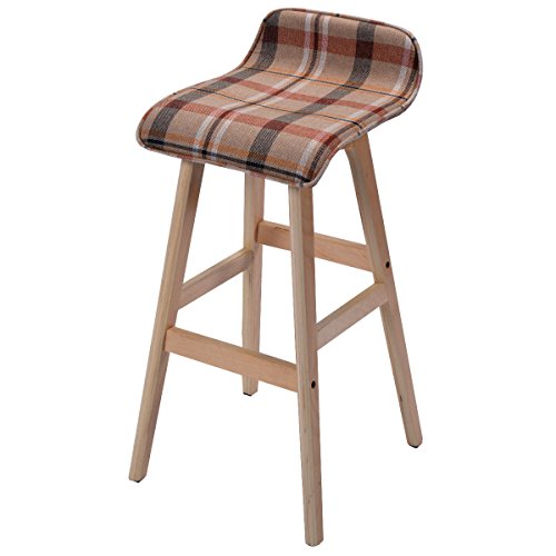 COSTWAY 29-Inch Vintage Wood Bar Stool Dining Chair Counter Height Kitchen Bar (1, Red)