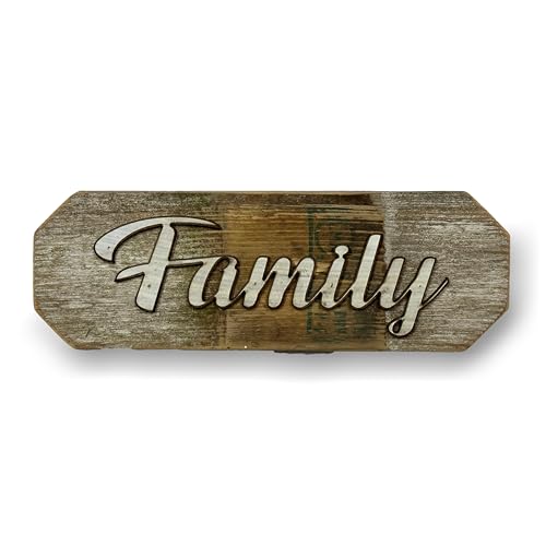 3D Sign, Made in USA, 100% Authentic Weathered Wood, Farmhouse Decor, Wall Art, Rustic Sign, Living Room Decor (Weathered Grey Back, Family)