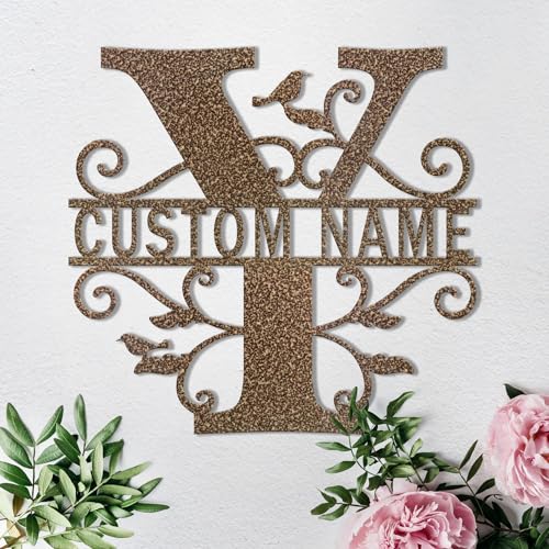 Custom Metal Signs Metal Name Sign Metal Wall Art Split Letter Monogram Wall Decor Metal Wall Art Last Name Sign Family Name Sign Personalized Wedding Gift Fire Pit Sign Outdoor Decor Cabin Sign - Y