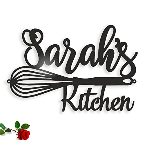 Custom Kitchen Name Sign, Personalized, Metal Wall Art, Home Decor, Housewarming, Mothers Day Gift, Mom's Kitchen, Gift for Grandma, Farmhouse, Indoor Hanging Plaque, Outdoor Sign (22 inches length)