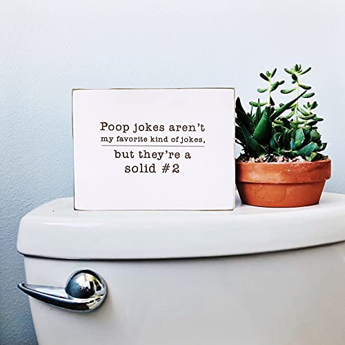 Etch & Ember Funny Bathroom Signs - Poop Jokes Aren't My Favorite - Farmhouse Style Decor - Rustic Wood Sign - 5.5" x 7.5" x 3/4"