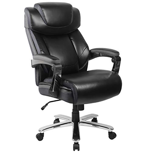 Flash Furniture Hercules Series High-Back Swivel LeatherSoft Office Chair, Ergonomic Executive Chair with Headrest and Adjustable Height, Black