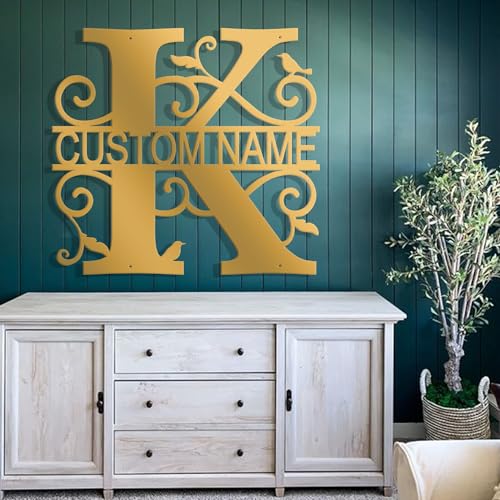 Custom Metal Signs Metal Name Sign Metal Wall Art Split Letter Monogram Wall Decor Metal Wall Art Last Name Sign Family Name Sign Personalized Wedding Gift Fire Pit Sign Outdoor Decor Cabin Sign - K