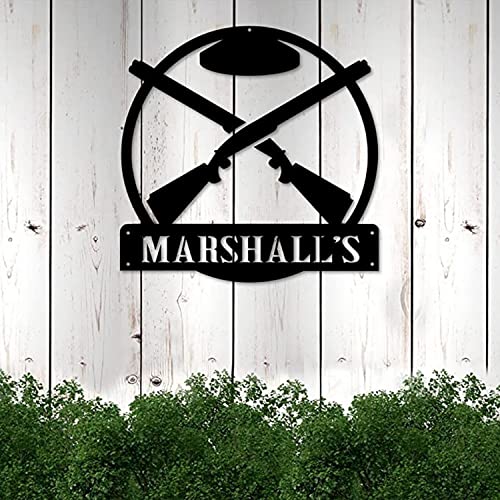 Personalized Trap Shooting Metal Sign - Custom Name Clay Pigeon Shooting Sign for Trap Shooter Gift, Front Door Wreath, Housewarming Gift and Home Decor