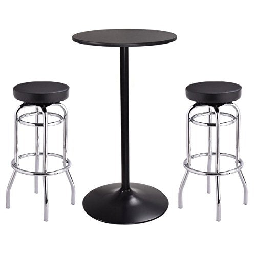 COSTWAY Pub Table Set Round Top High Bar Table w/Retro Nostalgic Style Bar Stool