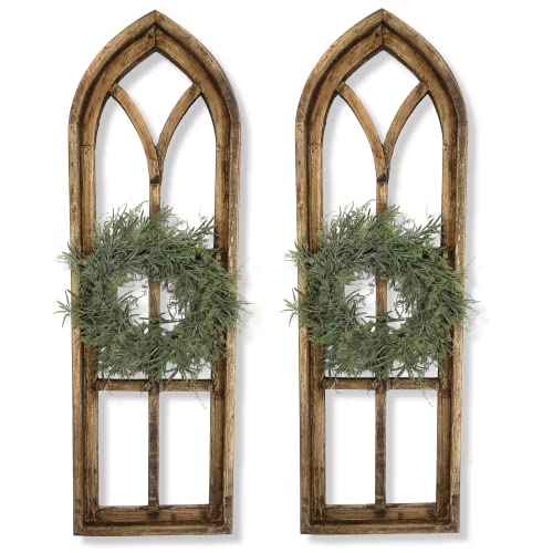 Farmhouse Rustic Wooden Wall Window Arches Set of 2 - Wood Windows- The Rustic Brown Dandelion